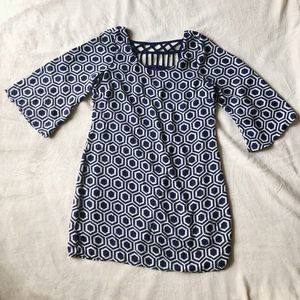 White and blue geometric dress!